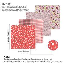 7片9.8英寸x9.8英寸彩色拼布面料,包含花卉和波点等不同图案,方形缝纫面料,适用于DIY缝纫、DIY娃娃和宠物服装制作、剪贴簿和绗缝缝纫配件及用品,多种颜色和款式可供选择 - 彩色 - 查看 3