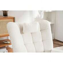 Single Recliner Rocking Chair - Plush Cushioned Lounge Rocker For Living Room Or Bedroomback To School - White + Fabric - View 3