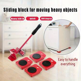 5pcs Magic Furniture Gliders 360° Rotating Pads - Heavy Duty Metal Core + Floor Guard Plastic | Effortless Sofa Sliding Kit For Redecorating(No Heavy Lifting!)