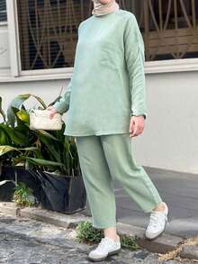 Conjunto modesto de 2 piezas para volver al colegio, ropa de otoño talla grande, conjunto para salir de mujer, vestimenta casual de negocios para mujer con curvas, para homecoming