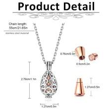 Stainless Steel Cremation Urn Memorial Pendant Necklace With Hollow Urn Teardrop Cremation Jewelry For Ashes - Multicolor - View 2