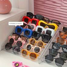 Estante de almacenamiento de gafas de varios niveles de acrílico - Estante de almacenamiento en niveles, adecuado para gafas de moda, gafas de sol y accesorios - Diseño minimalista, para uso doméstico y comercial, estante de exhibición de gafas, organizador de escritorio multifuncional, estantería de exhibición al por menor