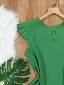 Women's Fashion Crepe Tank Top - Green - View 2