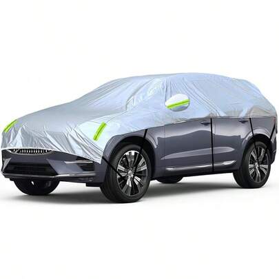 Half Car Cover Universal Silver Car Windshield Sunroof Sunshade Snow Cover Large SUV Fits Length 185-200