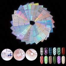 6 Sheet Nail Vinyl Stencils Nail Decoration Stickers Set Nail Stickers Tips Decals - Nhiều màu - Xem 7