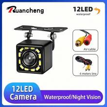 Cámara de visión trasera universal para automóvil con 12 LED, visión nocturna HD, resistente al agua, para estacionamiento y marcha atrás, monitor de cámara de respaldo de automóvil CCD - Negro - Ver 10