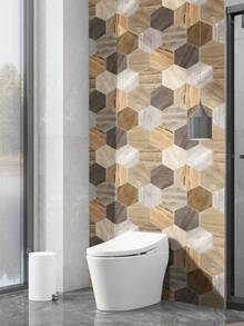 1 卷 1m/3m/5m 复古几何木纹菱形图案可移除自粘接触纸，乙烯基壁纸，适用于 DIY 家居装饰、房间背景、卧室、厨房、客厅、浴室、橱柜、家具翻新墙纸墙贴房间装饰墙面装饰客厅装饰 - 彩色 - 查看 15