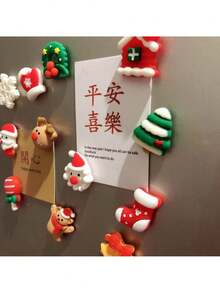 6/12pcs Christmas Themed 3D Cute Santa Claus Magnetic Fridge Stickers, Decorative Wall Stickers, Gifts - Multicolor - View 4