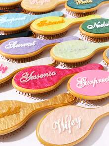 1件个性化女士时尚亚克力闪光大理石纹理名字定制发梳，独特的伴娘礼物，定制伴娘发饰，圣诞节美容配饰，少女时代 - 彩色 - 查看 3