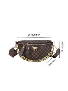 Bolsa de Cintura/Bolsa Transversal Conectada por Corrente Acrílica Casual e da Moda, Versátil Retrô, Presente de Natal