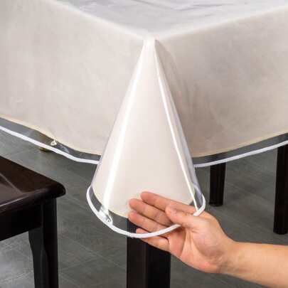 1 块透明桌布，多功能矩形/方形设计，适用于餐桌和厨房餐桌，易于清洁