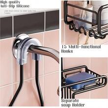 Shower Caddy Hanging Bathroom Organizer: Over Head Adjustable Rack For Tall Showerhead Extra Large Storage Shelf For Big Shampoo Bottles With Soap Holdergift - Black - View 5