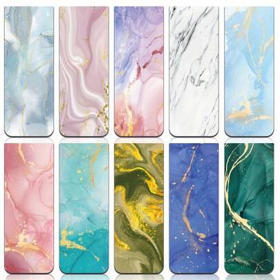 10 piezas de marcadores magnéticos de mármol de colores surtidos, marcadores de página magnéticos, marcadores de lectura magnéticos, clips de página para estudiantes, lectores y amantes de los libros, útiles para el hogar, la escuela y la oficina, 10 diseños