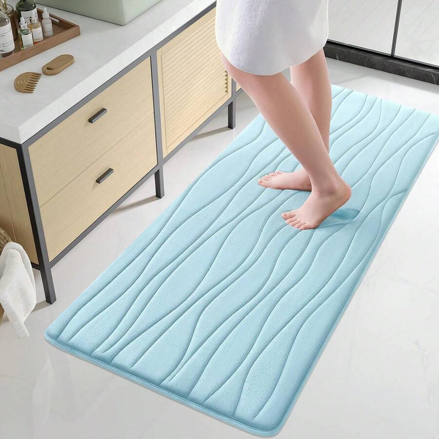 Buganda Memory Foam Bathroom Rug Mat 24x16, Extra Soft And Absorbent Bath Mats, Non-Slip And Machine Washable Bath Rugs For Bathroom Floor,Tub And Shower, Dark Grey - Màu xanh lam - Xem 1