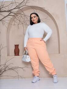 Women's Plus Size Sweatpants - Rosa vieja - Ver 3