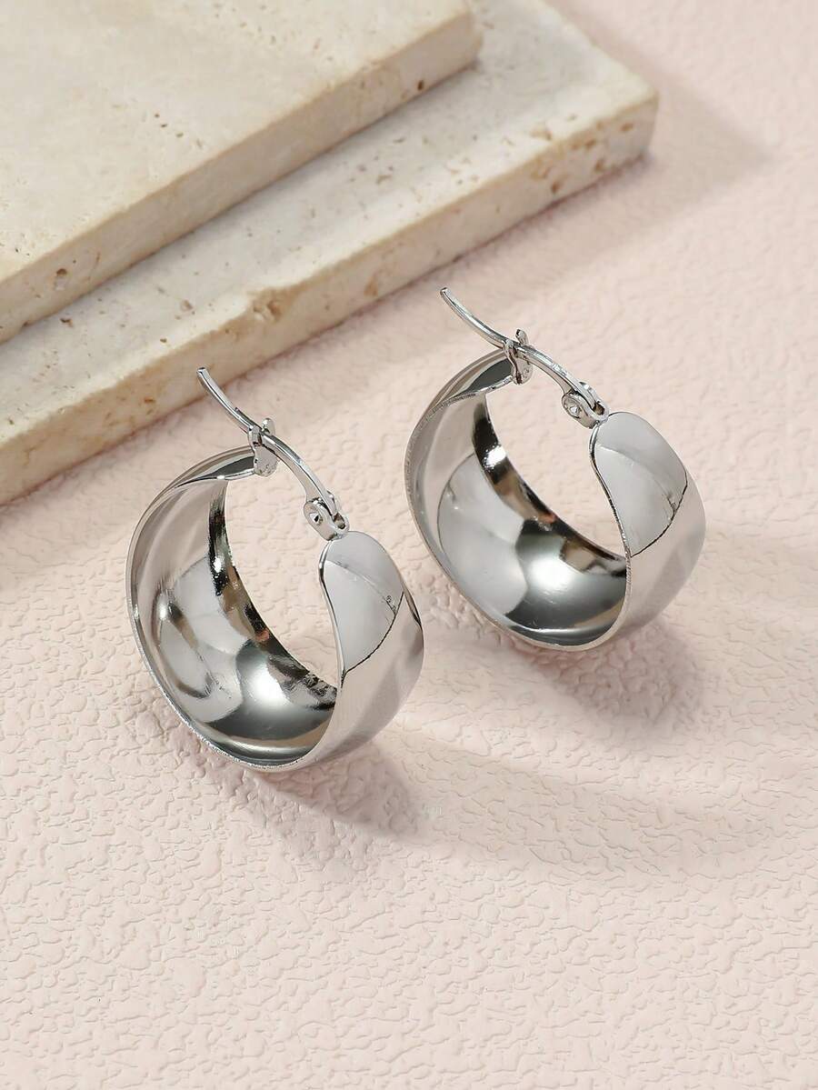 1 Pair Mirror Fashionable Party Earrings, Casual Daily Accessories - Silver - View 1