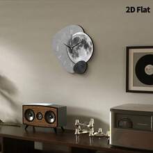 2D Flat, 1pc Modern Creative Moon Art Decorative Wall Clock, Super Silent Quartz Movement, No Ticking Sound, Decorative Clock For Living Room, Bedroom, Office, Kitchen And Cafe, Perfect For Christmas, New Year, Valentine's Day Gifts - Multicolor - View 8
