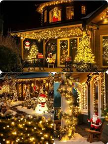 1 个户外太阳能 LED 灯串，IP65 防水，8 种照明模式，童话仙女装饰灯，适用于花园、庭院、露台、派对、圣诞树、婚礼、节日装饰、圣诞节、万圣节、情人节、新年氛围装饰灯，200/100/50/20 LED（暖白/白/彩/紫）