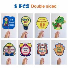 8pcs English Classroom Interactive Handheld Cards, Classroom Management Teacher Guidance Cards, Early Education Teaching Tools (Some May Be Random)