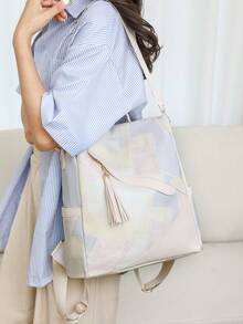 Anti-Theft Stitching Pattern Backpack, Women's Wallet, Multifunctional Fashion Daily Bag, Multi-Pocket Lightweight Travel Bag, Large Capacity Minimalist Backpack, Convenient Backpack, Suitable For Students, Nurses, Teachers, Business People, Travel, Business Trips, Commuting, Shopping, Office, Dates, Hiking, Training, Work, Birthday Gifts, Holiday Gifts, Backpack - Multicolor - View 12