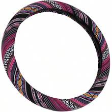 DBoho Steering Wheel Cover For Women Men Baja Blanket Enthic Car Steering Wheel Cover  Car SUV Wheel Protector Breathable AntiSlip Odorl Universal Fit 14.515 Inch7001 - 波西米亞風-紫紅色彩虹 - 查看 2