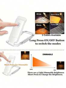 1pc Portable Bookmark Light, Rechargeable LED Reading Light, Clip-On Reading Light, Bed Reading Eye Protection Light