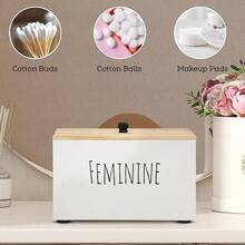 Tampon Holder Storage For Bathroom Feminine Wood Container Box Women Product Organizer Farmhouse Decor Pad Storage Container Box Rustic Accories White