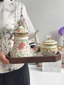 1 Set Of Retro Enamel Teapot With Strainer, Small Diamond-Lidded Coffee Storage Jar, All-Season Multifunctional Heatable Coffee Pot, Milk Tea Pot, Kettle, Nordic-Style Exquisite Home Decorative Ornament, A Gift For Relatives And Friends On Festivals And Birthdays.