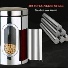 3pcs tarros herméticos de acero inoxidable para té caramelos café especias juegos de tarros cocina almacenamiento hermético organizador multifuncional resistente elegante fácil limpieza - Plateado - Ver 2