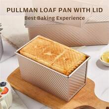 1Pc Carbon Steel Rectangular Toast Loaf Pan, Textured Non-Stick Easy Release Baking Mold Black Gold For Brunch Holiday Breakfast - Gold - View 11