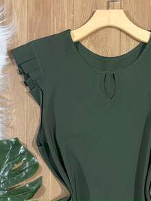 Women's Fashion Crepe Tank Top - Army Green - View 2