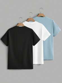 Kit Of 3 Men's Plain T-Shirts Casual Shirt 100% Cotton Versatile Comfortable Sports Unisex Blouse - màu đen - Xem 1