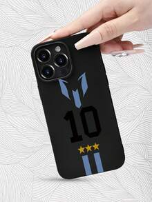 Retro Football Style - Legendary Argentine Player #10 - Stylish And Lightweight | Camera Lens Cutout | Shock And Drop Resistance | Matte And Non-Slip | Stylish And Comfortable, UV Printed Fo - 黑色 - 查看 5