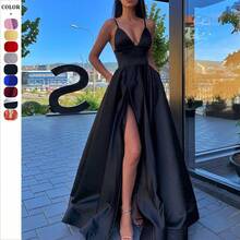 Sommer Neue europäische und amerikanische Damenmode Sexy Slim Trägerkleid Tiefer V-Ausschnitt Abendpartykleid