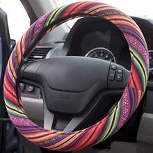 DColorful Woven Boho Bohemian Hippie Style Steering Wheel Cover For Women Fits Most Standard Wheel Sizes 14.515 Inch Colorful Patterns7001 - ColorfulPatterns - View 3
