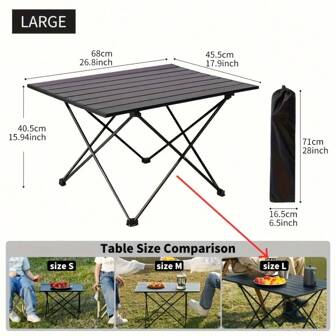 Opvouwbare tafel van aluminiumlegering 7050, metaalzandstraalproces, corrosiebestendig, krasbestendig, matte afwerking, opvouwbaar en opbergbaar) NIEUWE TAG draagbare, volledig zwarte opvouwbare tafel van aluminiumlegering, picknicktafel voor buiten, tafel voor op de rommelmarkt