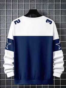 Men's Casual Numeric 32 Print Crew Neck Sweatshirt, Everyday Wear, Spring/Autumn - Multicolor - View 2