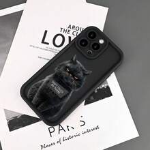 新品のギャップ感のあるモバイルフォンケース、怒りった猫のパターン、iPhone16 15 14 13 12 11 Pro Max Plus 8 7SE2 SE3 XS XRなどのスマートフォンに適しています、衝撃吸収ブラックソフトケース - ブラック - チェックする 5