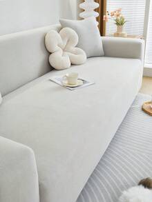 1 件纯色高弹力沙发套，防滑，时尚，可机洗，适合 1/2/3/4 座沙发，家居装饰 - 淺灰色 - 查看 6