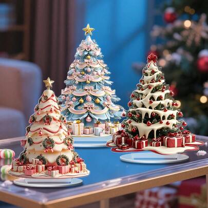 1/3 peças de enfeites coloridos para árvore de Natal, estilo boêmio, adequados para casa, escritório, sala de jantar, cozinha, decoração divertida para mesa em ambientes internos e externos, decoração central para mesa de jantar natalina, não necessitam de energia, 2D, enfeites de Natal.