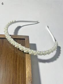 5/1 szt. damska biała ręcznie robiona opaska na głowę z pereł syntetycznych, minimalistyczna, modna, na co dzień, odpowiednia na imprezę, dla druhny, panny młodej, prezent dla kobiet, matki, ozdoba na głowę