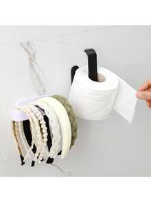 1pc Toilet Paper Holder, Fashion Self-Adhesive Toilet Paper Holder, Space-Saving Wall-Mounted Puncher, Bathroom Wall And Door Paper Practical Necklace, Seamless Double-Sided Tape, Available In 2 Colors Black/White, Bathroom Accessories, Bathroom Paper Holder, Kitchen Accessories, Dorm Essentials, Back To School Essentials, Jewelry, Dorm Paper Holder, Bathroom, Living Room, Christmas - Multicolor - View 5