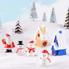 12 Pcs Christmas Miniature Figurines, Mini Christmas Ornaments Kit Resin Santa Claus Snowman Reindeer Christmas Tree Decoration For Xmas Goodie Bag Fillers Crafts DIY Snow Globe Dollhouse Garden Landscape Party
