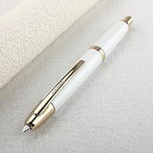 新款金豪10按压式钢笔，可伸缩F尖，金属哑光黑笔身，带墨水转换器，学生礼物