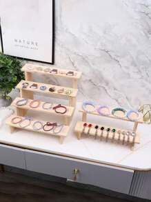 1 pièce Support de présentation en bois pour bijoux, organisateur de rangement de bijoux en bois à plusieurs niveaux pour colliers, bracelets, bagues