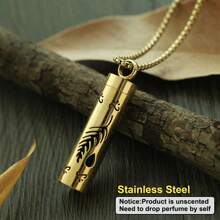 Golden Aromatherapy Necklace Diffuser Pendant Stainless Steel Locket Aroma Perfume Oils Essential Oil Diffuser Pendant Necklace Stainless Steel Jewelry Locket Necklaces Couple Men Punk Pendants Necklaces - Gold - View 15