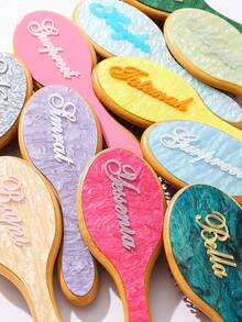 1件个性化女士时尚亚克力闪光大理石纹理名字定制发梳，独特的伴娘礼物，定制伴娘发饰，圣诞节美容配饰，少女时代 - 彩色 - 查看 5