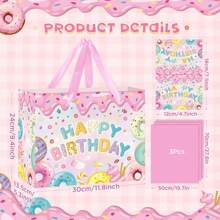 Sweet One Birthday Gift Bag Donut 1st Happy Birthday Gift Bag With Card And Tissue Paper Sweet First Donut Ice Cream Gift Wrapping Bag Treat Goodie Bag For One Year Old Girl First Birthday Baby Shower