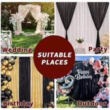 eluckya 1/2Pcs Gold Sequined Glitter Backdrop, Reusable, Suitable For Photography, Room Decoration, Home Décor, Wedding Decoration, Wedding Supplies, Birthday Decoration, Valentine's Day Decoration, Baby Shower, Easter, Graduation, Bridal Shower, And Galentine. - bạc - Xem 9