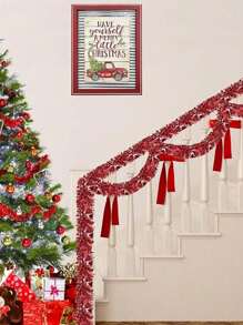 1pc Christmas Metal Wire Wreath - Red Christmas Tree Decor Wreath, Suitable For Holiday Hanging Decoration, Party Background, Birthday And Wedding, Christmas Home Decor Fireplace Staircase Corridor Decoration, Suitable For Indoor And Outdoor Use, Christmas Themed Party Decor (Lights Not Included)